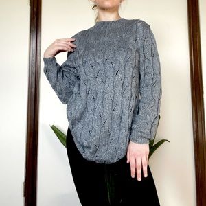 Hand-knitted Unique Blue Spring Sweater